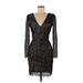 Wilfred Casual Dress - Mini Plunge Long sleeves: Black Print Dresses - Women's Size 6