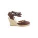AK Anne Klein Wedges: Brown Print Shoes - Women's Size 6 1/2 - Round Toe