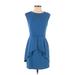 Forever 21 Contemporary Casual Dress - A-Line Crew Neck Sleeveless: Blue Print Dresses - Women's Size Small