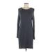 Lou & Grey Casual Dress - Shift Scoop Neck Long sleeves: Gray Color Block Dresses - Women's Size Medium