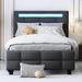 Ivy Bronx Platform Bed w/ LED Light & 2 Drawers Upholstered/Linen in Gray | 43.7 H x 41.7 W x 80.7 D in | Wayfair 93EF7E5A3BA7416094C563F104063BFF