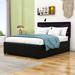 Ivy Bronx Kenway Vegan Leather Platform Storage Bed Wood & /Upholstered/Faux leather in Black | 44.1 H x 64.2 W x 83.1 D in | Wayfair