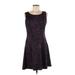 Nine West Casual Dress - Fit & Flare: Purple Batik Dresses - Women's Size 8
