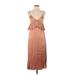 H&M Cocktail Dress - Midi V Neck Sleeveless: Brown Print Dresses - Women's Size 2