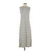 Universal Thread Casual Dress - Midi Crew Neck Sleeveless: Gray Print Dresses - Women's Size Small