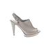 B Makowsky Heels: Slingback Stilleto Cocktail Party Gray Print Shoes - Women's Size 8 - Peep Toe