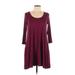 Lulus Casual Dress - A-Line Scoop Neck 3/4 sleeves: Burgundy Print Dresses - Women's Size Large