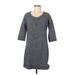 Gap Casual Dress - Shift Scoop Neck 3/4 sleeves: Gray Color Block Dresses - Women's Size Medium