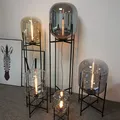Lampe de table en verre gris fumé nordique lampes de bureau en fer postmodernes décor de salon