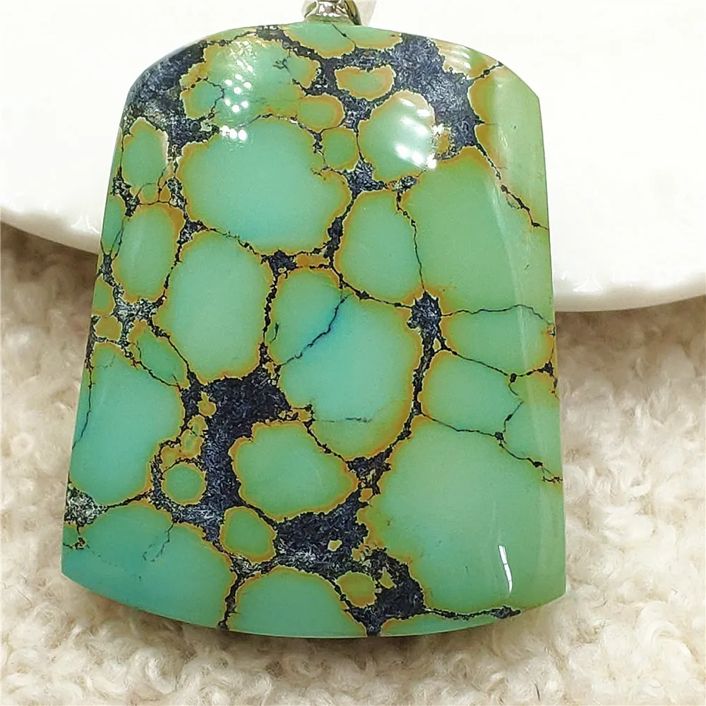 Natürlicher grüner Original-Türkis-Anhänger, Kristall, Wassertropfen, ovaler Edelstein, Damen- und Herren-Geschenk, blaue Türkis-Halskette, Heilung, AAAAA