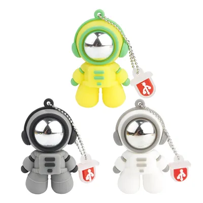 Niedliches Cartoon-USB 2.0 128 GB Flash-Laufwerk, kreatives Geschenk für Kinder, Memory Stick, U-Disk, kostenloser Schlüsselanhänger, Astronauten-Stick, 32 GB, 64 GB Image