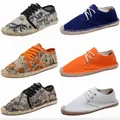 New Fashion Orange Men mocassini Flats Flower Print uomo scarpe Casual lino traspirante uomo scarpe