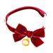 Pet Dog Collar Solid Color Holiday Dress-up Adjustable Breakaway Pet Cats Dogs Bow-knot Collar with Bell for Valentines Day-Wine Red