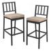 Set of 2 Patio Metal Bar Stools Outdoor Bar Height Dining Chairs