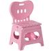 Plastic Foldable Step Stool with Back Support, Portable Chair with Handle, Kids Stepping Stool and Bathroom Stool
