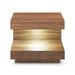 Contemporary LED Lit Walnut Nightstand with One Drawer