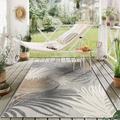 World Rug Gallery Tropical Floral Indoor/Outdoor Area Rug - Gray 8 8 x 12