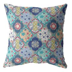 18" Blue Peach Trellis Suede Zippered Throw Pillow