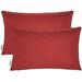 outdoor decorative throw pillow pack of 2 stuffed throw pillows uv resistant weather resistant complete pillow with polyester fill insert (solid 12 x 18 red)