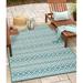 Indoor Outdoor Moroccan Boho Panel Area Rug For Patio Living Room Bedroom Kitchen 3X5 Ft Ocean Blue (Washable Bohemian Non Shedding Stain Resistant Fade-Resistant)