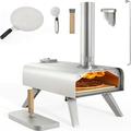 YOJFOTOOU. Wood Fired Pizza Oven Outdoor 12 Portable Pellet Pizza Ovens with Pizza Peel & Pizza Cutter Woodfire Pizza Maker for Outside Kitchen Cooking Stainless Steel Silver