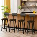 tantohom Bar Stools Set of 4 35.4 inch Barstools Set of 4 Counter Chairs with Backrest PU Leather Living Room Furniture Kitchen Bar Stools Rustic Brown