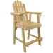 Balcony Tall/Counter High Adirondack Chair With Footrest For Outdoor Outside Garden - Unfinished Natural Wood Bar Chair