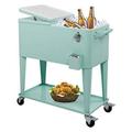 80qt rolling cooler cart with locking wheels ice chest cart with shelf outdoor beverage cooler for patio party bbq beach activities