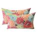 RSH DÃ©cor Indoor Outdoor Set of 2 Rectangle Lumbar Pillows Yellow Orange Blue Bright Artistic Floral