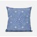 20" Blue White Geostar Zippered Suede Throw Pillow