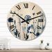 Designart "Vintage Botanical Wildflowers In Faded Blue IX" Abstract Botanicals Oversized Wood Wall Clock