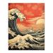 Red Sunset Great Wave Dramatic Stormy Seascape Large Wall Art Poster Print Thick Paper 18X24 Inch