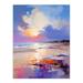 Beach Sunrise Abstract Oil Painting Orange Purple Blue Serene Coastal Landscape Atmospheric Dawn Clouds Large Wall Art Poster Print Thick Paper 18X24 Inch