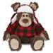 DolliBu Super Soft Plush Red Plaid Outfit Grizzly Bear - Soft Huggable Grizzly Bear Adorable Playtime Zoo Bear Plush with Clothes Cute Cuddle Gift Super Soft Plush Doll Toy for Kids - 9 Inches