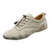 ZIZOCWA Fashion Walking Sneakers for Women Winter Non Slip Lined Slip On Work Sneaker Comfortable Leather Casual Tennis Shoes Khaki Size10