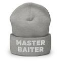 Master Baiter Hat | Funny Fishing Hat | Embroidered Beanie (Heather Grey)