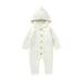 EHQJNJ 0-3 Months Baby Girl Clothes Fall Winter Sets Baby Boy Girl Solid Button down Knitted Romper Outfits Hooded Sweater Jumpsuit Overalls Playsuit outerwear Beige Patchwork