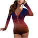 Shldybc Women s Sexy Deep V Neck Butt Flap Pajamas Onesie Sexy Bodycon Bodysuit Long Sleeve Onepiece Jumpsuit Rompers - Fall/Winter Clearance