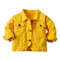 Mrat Kids Coat Baby Boys Girls Jacket Fall Long Sleeve Button Coat Cardigan Stand Collar Coat Open Front Jacket Outerwear Clothes Children s Jacket Yellow 6-7 Years