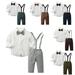 KYAIGUO Kids Toddler Boys 2Pcs Clothes Suits Outfits Baby Tuxedo 6-24 Months Toddler Dress Shirt with Bowtie + Suspender Pants Outfit Sets Gentleman Wedding 1-12 Years