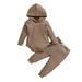 Meuva Baby Boys Girls Long Sleeve Hooded Romper Tops Solid Pants Outfit Set 2PCS Clothes Baby Jackets 3 Months 5t Boys Track Suit Baby Boy Knitted Clothes Boy Outfit Size 4 Outfits Set