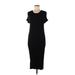 Saks Fifth Avenue Casual Dress - Midi Scoop Neck Short sleeves: Black Print Dresses - Women's Size Medium