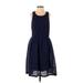 Bordeaux Casual Dress - A-Line: Blue Jacquard Dresses - Women's Size X-Small