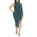 Plus Size Women's One Shoulder Dress With Slit by ELOQUII in Dark Sea (Size 24)