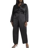 Plus Size Women's Pinstripe Blazer Jumpsuit by ELOQUII in Black Onyx (Size 20)