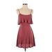 Forever 21 Casual Dress - A-Line Scoop Neck Sleeveless: Burgundy Print Dresses - Women's Size Small