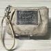 Coach Bags | Coach Poppy Silver Logo Wristlet With Dust Bag | Color: Silver/Tan | Size: 6”X4”