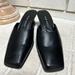 Nine West Shoes | New Nine West Black Leather Mules Kitten Heel Made In Spain 6.5 Slides | Color: Black | Size: 6.5