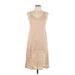 Rachel Zoe Casual Dress - A-Line V Neck Sleeveless: Tan Print Dresses - Women's Size 6