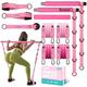 Pilates Bar Kit with Resistance Bands, Pilates Workout Equipment for Legs, Hip, Waist, Arm, Squats Exercise Equipment for Home Workouts, Adjustable 3-Section Pilates Bar Kit for Women & Men